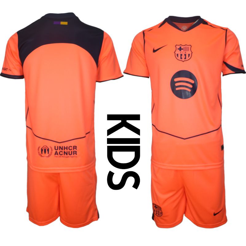 Youth 2025-2026 Club Barcelona away orange blank Soccer Jersey